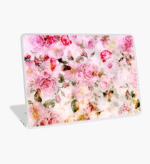 Vintage pink pastel watercolor floral pattern Laptop Skin