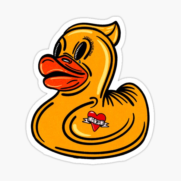 Vista previa del artículo con la obra «Patito feo», diseñado y vendido por FatPupStickers.