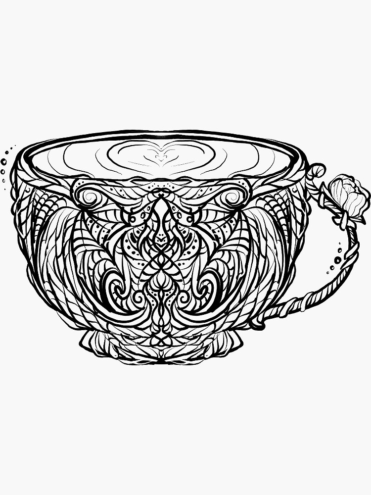 "Detailed Zentangle Teacup Sticker" Sticker for Sale by LoveZentangle