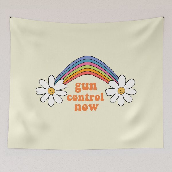 Item preview, gun control now_retro rainbow orange designed and sold by quinnhopp.