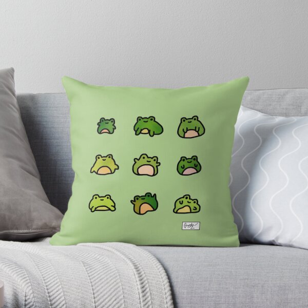 Frogs Doodle Throw Pillow
