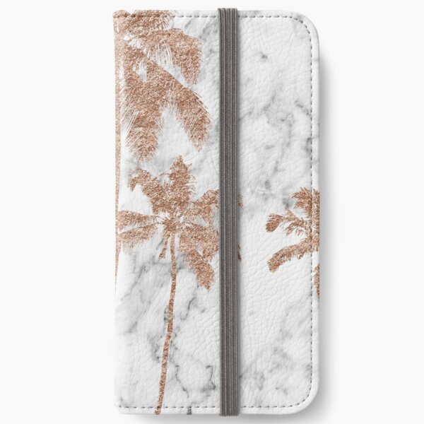 Rose gold marble palms iPhone Wallet