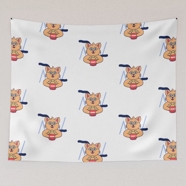Item preview, Cute cat holding a ramen bowl with an abstract background designed and sold by jpn insprd.