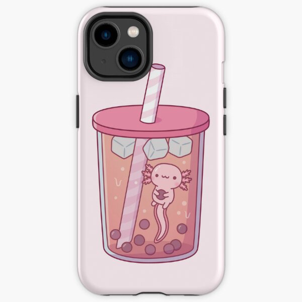 Cute Axolotl Swimming In Bubble Tea iPhone Tough Case