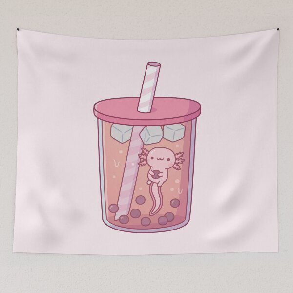 Item preview, Cute Axolotl Swimming In Bubble Tea designed and sold by rustydoodle.