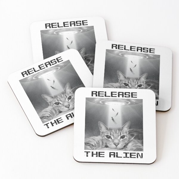 Item preview, Release The Alien Cat Selfie with Aliens Beaming Up the UFO  designed and sold by QuanJewelry.