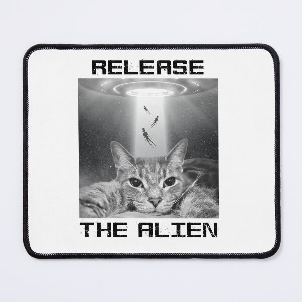 Item preview, Release The Alien Cat Selfie with Aliens Beaming Up the UFO  designed and sold by QuanJewelry.