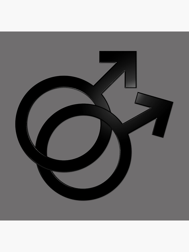 "Two Interlocking Male Symbols (black design grey background)" Poster