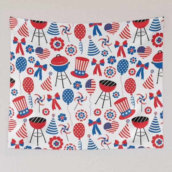 Aperçu de l'œuvre BBQ et chapeaux de célébration du 4 juillet créée et vendue par AProperLemon.