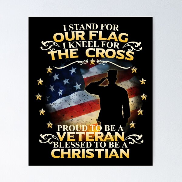 Item preview, I Stand For Our Flag I Kneel For The Cross Christian Veteran  designed and sold by Shoppy  Vista.