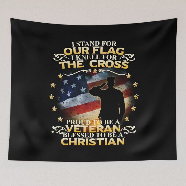 Item preview, I Stand For Our Flag I Kneel For The Cross Christian Veteran  designed and sold by Shoppy  Vista.