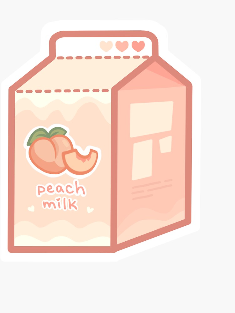 Cute Kawaii Peach Milk Carton Sticker For Sale By Laurenzh Redbubble