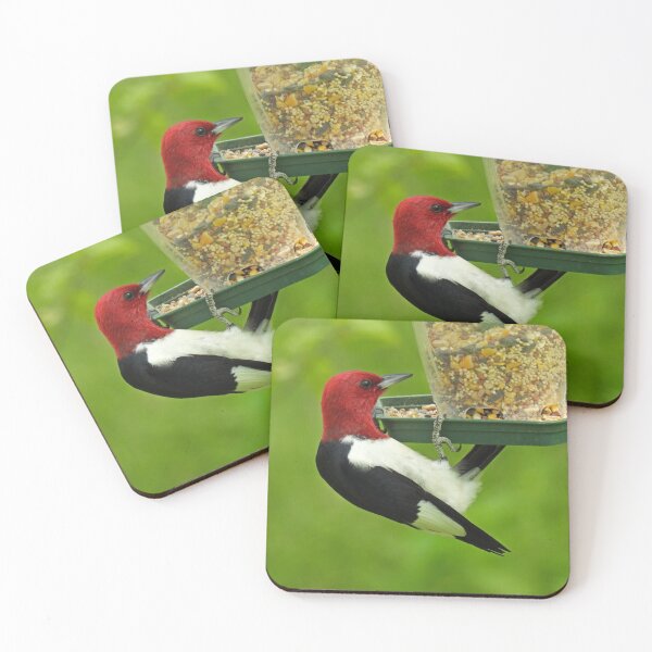Item preview, Red-headed Woodpecker Sneaking Seeds designed and sold by TheSplitWindow.