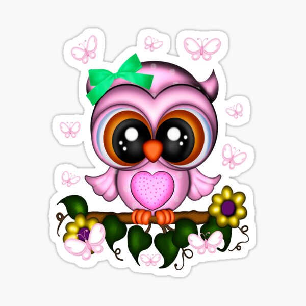 Item preview, Cute Pink Owl and Butterflies designed and sold by LoneAngel.