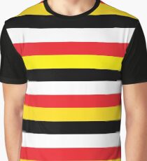 Red, Yellow, Black & White Stripes Graphic T-Shirt