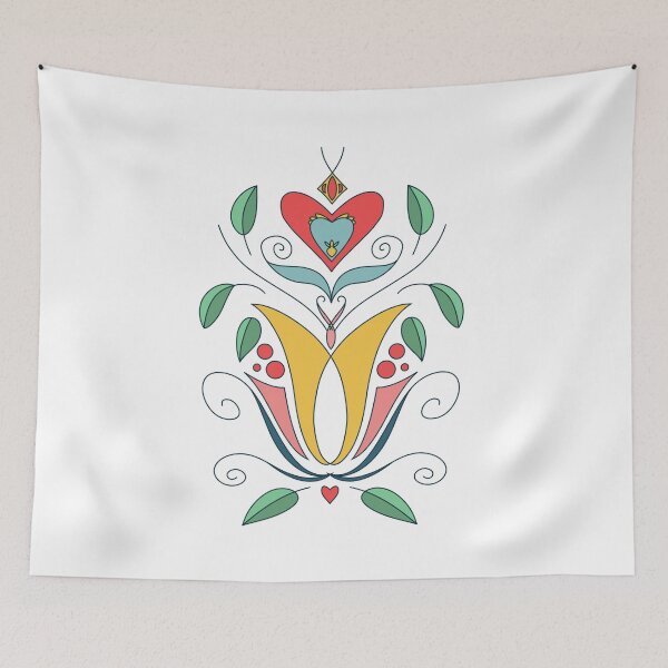 Item preview, Folklore floral ornament pastel colours plants leaves symmetrical designed and sold by marie-inks.