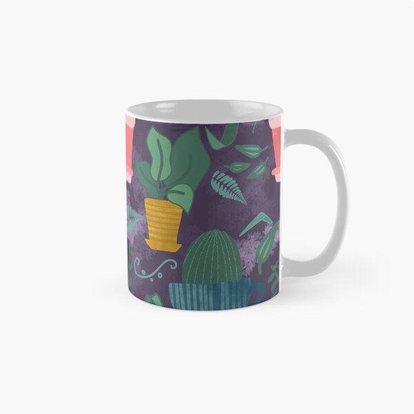 Item preview, Plants and planters - repeating pattern cactus aloe ficus plant pot tea cup designed and sold by marie-inks.