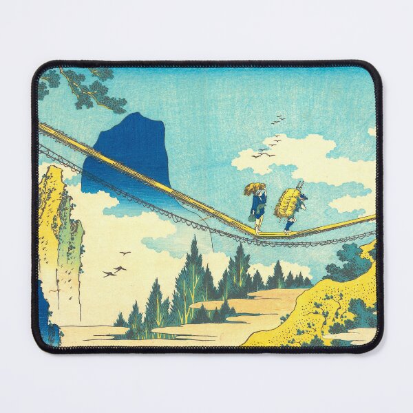 Item preview, The Supsension Bridge Between Hida and Etchu - Katsushika Hokusai designed and sold by SimpleJoyStyle.