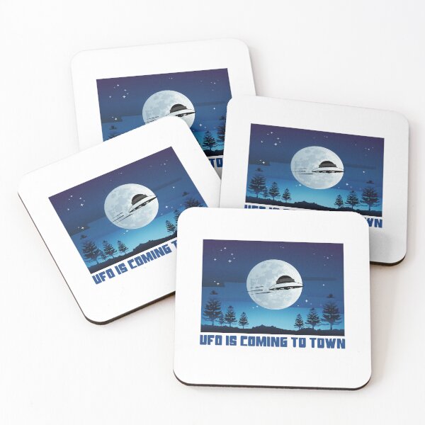 Item preview, UFO Is Coming To Town Christmas UFO Flying Above Town designed and sold by QuanJewelry.