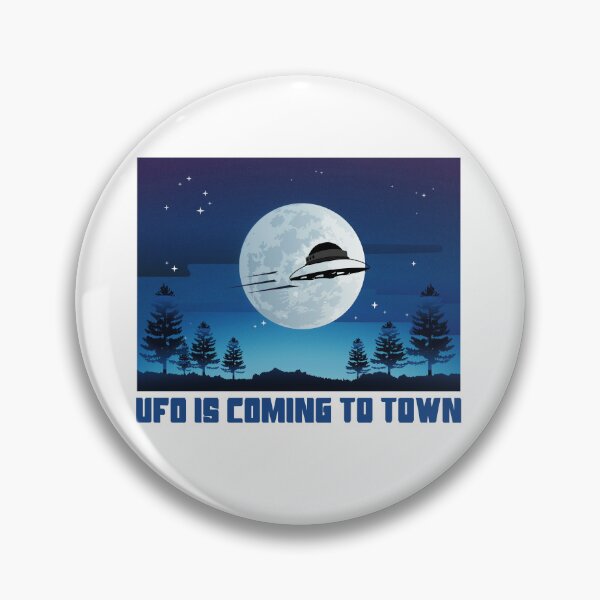 Item preview, UFO Is Coming To Town Christmas UFO Flying Above Town designed and sold by QuanJewelry.