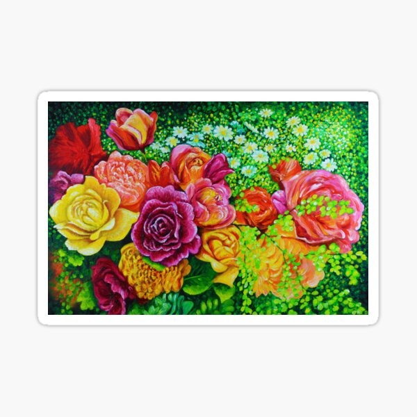 Red Roses Brides Wedding Bouquet Sticker