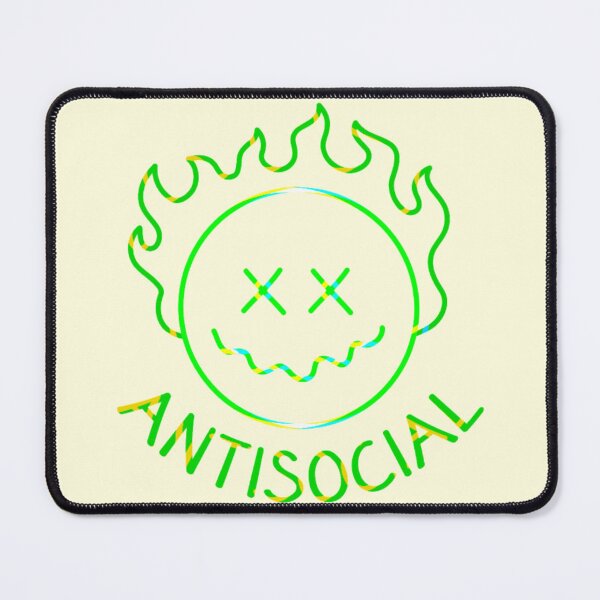 Item preview, antisocial emoji on flames designed and sold by Beeroclock.