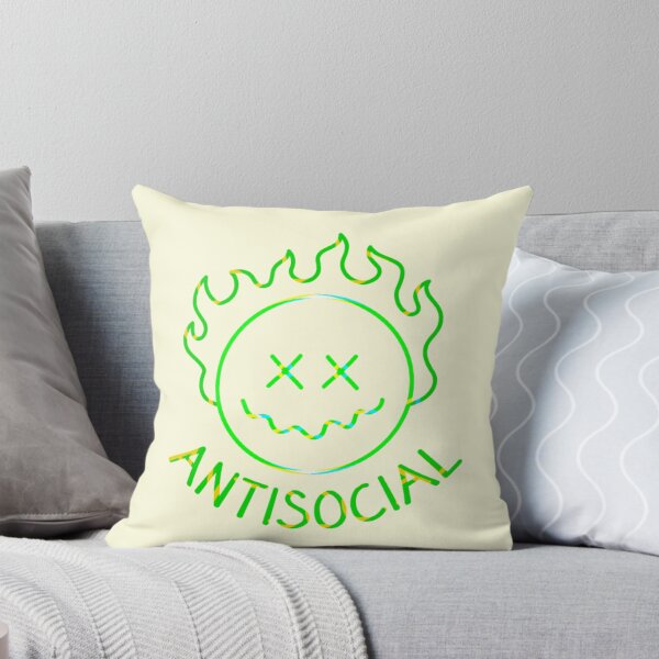 Item preview, antisocial emoji on flames  designed and sold by Beeroclock.