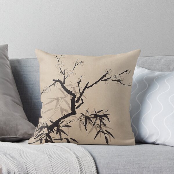 Plum Blossom With Bamboo - Ink Dekokissen