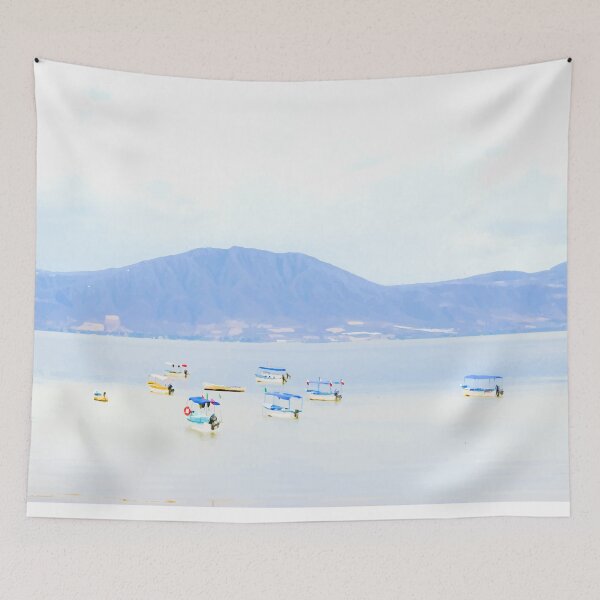 Item preview, Bright boats against a pale pale sky designed and sold by Boho Contessa.
