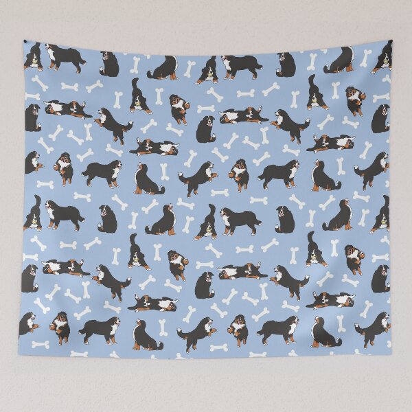 Item preview, Playing Bernese Mountain Dog - Blue Background designed and sold by Lulupainting.