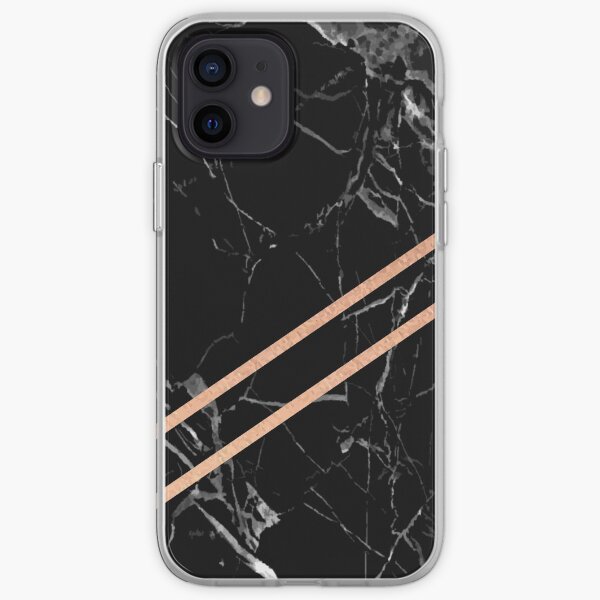 Black Marble & Rose Gold iPhone Soft Case