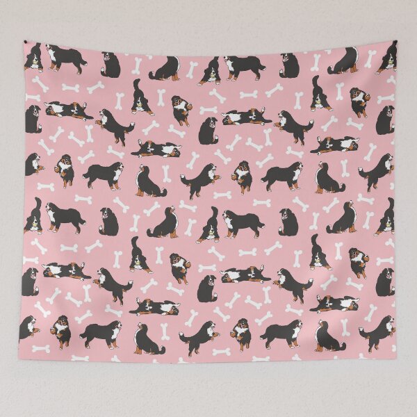 Item preview, Playing Bernese Mountain Dog - Pink Background designed and sold by Lulupainting.