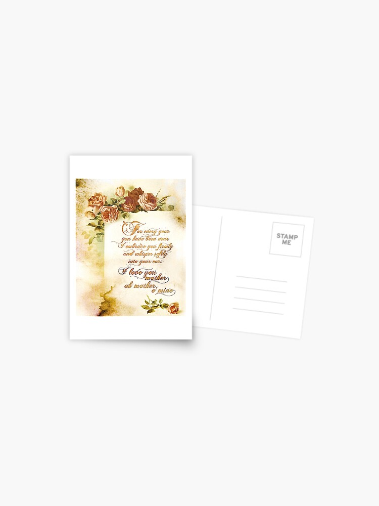 I Love You Mother Oh Mother O Mine Vintage Poem Postcard By Wocado Redbubble