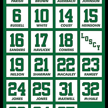 Boston Retired Numbers Sticker for Sale by cocreations