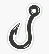 Fish Hook - Black Sticker