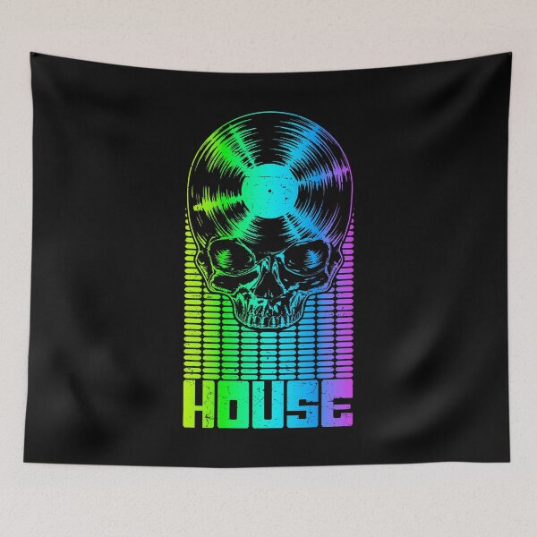 Item preview, House Music DJ Vinyl Record Music Lover Equalizer Skull LP designed and sold by GrandeDuc.