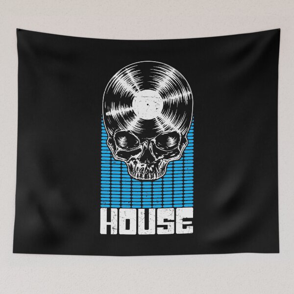 Item preview, House Music DJ Vinyl Record Music Lover Equalizer Skull LP designed and sold by GrandeDuc.