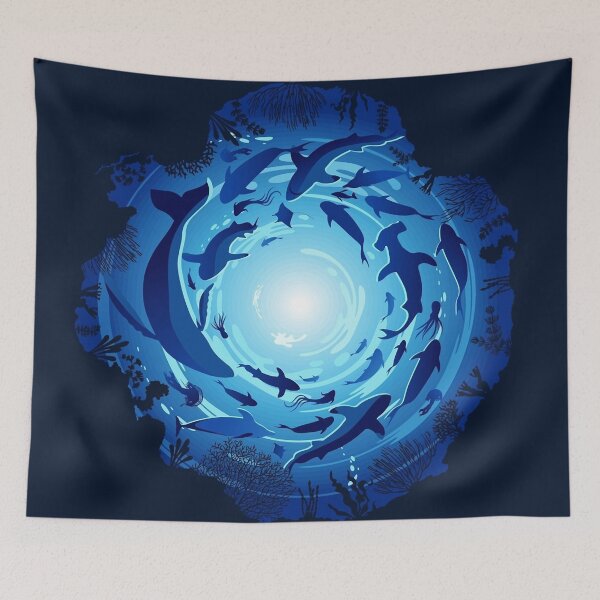 Item preview, Underwater landscape, Abstract, Ocean, Sharks, Whale, Turtle designed and sold by KimmieBap.