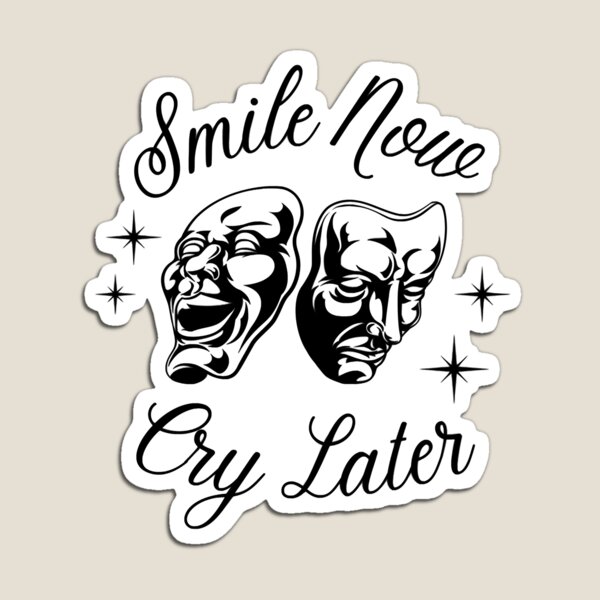 Laugh now, cry later: Contrasting clown masks, one laughing and