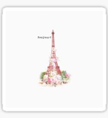 Vintage girly pink flowers Paris Eiffel Tower Sticker