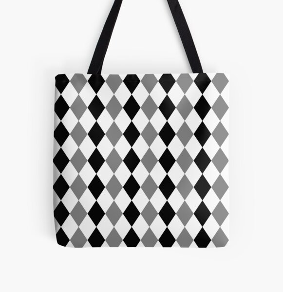 Grey, black, white, rhombus pattern, geometric theme design Tote