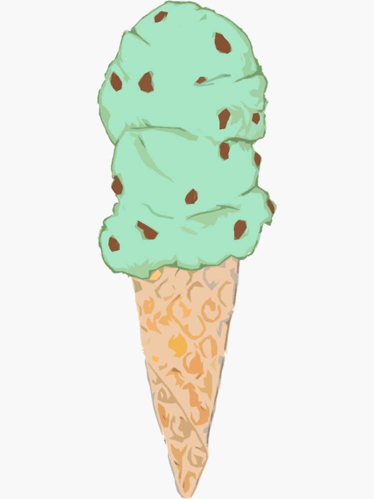 Mint Chocolate Chip Ice Cream Cone Sticker For Sale By Saitken Redbubble 4593