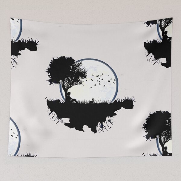 Item preview, Moon tree woman rabbit and birds Art designed and sold by BEAUTY ⭐⭐⭐⭐⭐.