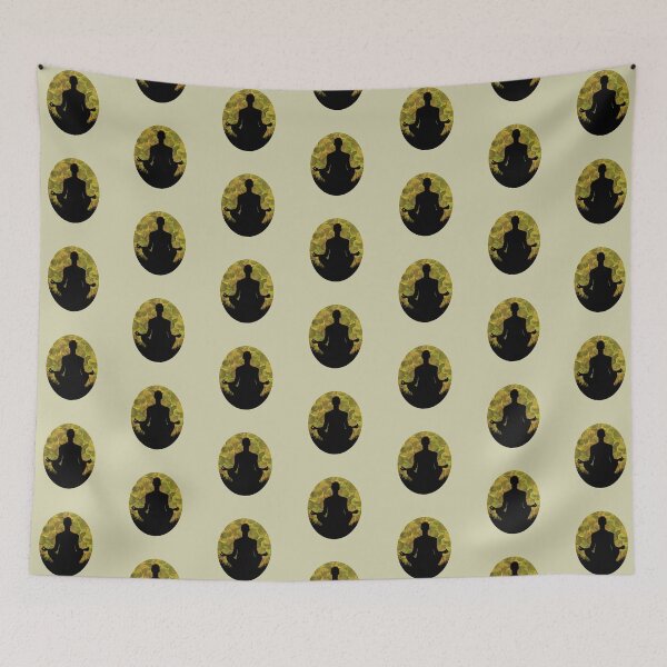 Item preview, Spiritual Meditation Pose Yellow Green Circles Abstract designed and sold by AMSonArt.