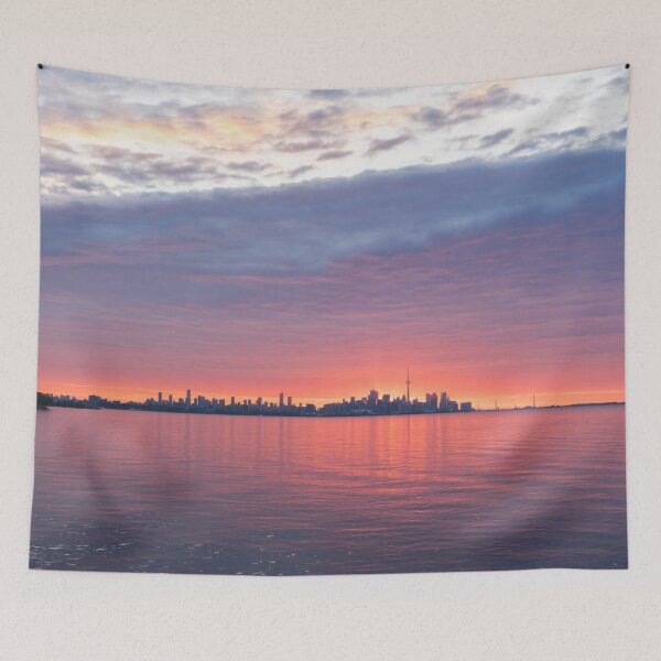 Item preview, Wonderfully Layered Sunrise - Splendiferous Sky over Lake Ontario and Toronto Skyline designed and sold by Georgia Mizuleva.