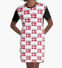 Denmark Flag Style Soccer Tee Graphic T-Shirt Dress