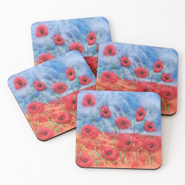 Item preview, Poppies Felted Textile Art designed and sold by Wendy Early Textile Art.