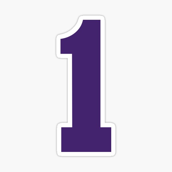 Number 1, Purple one, Sports number 1 Sticker for Sale by TheCultStuff