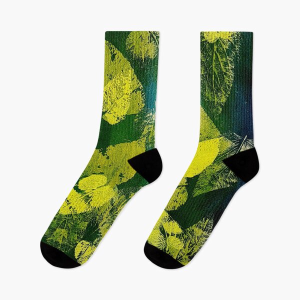 Item preview, Floating leaves Yellow on Blue Green by Kathryn Boundy designed and sold by OB-Studio.
