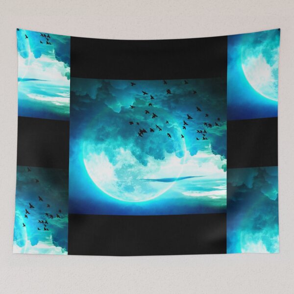 Item preview, Cool moon birds clouds sky Art designed and sold by BEAUTY ⭐⭐⭐⭐⭐.